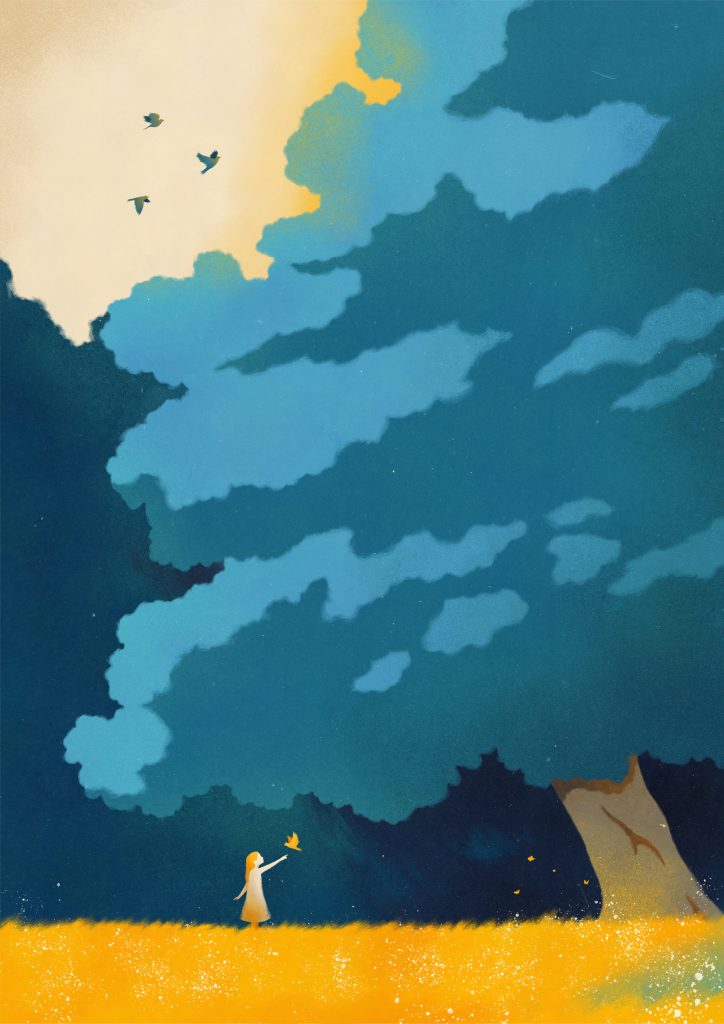 Illustration inspired by the song “Lo chiederemo agli alberi” by Simone Cristicchi.